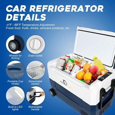 Portable 35L/37QT Car Refrigerator Freezer Compressor Cooler Dual Zone 12V