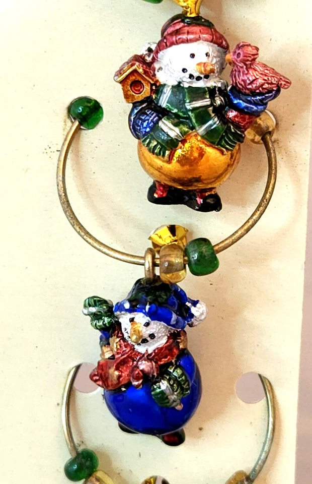 Juego de 6 marcadores/dijes de vino Boston Warehouse, bolas de Navidad, muñeco de nieve, árbol Foto 4 de 4