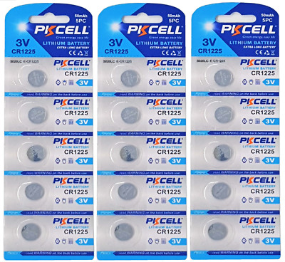       15 x CR1225 3V Lithium Knopfzelle 50 mAh ( 3 Card a 5 Batterien )PK