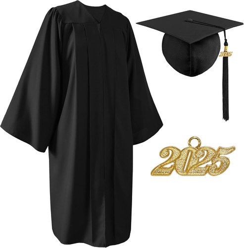 Unisex Matte Graduation Cap and Gown 2025 with Tassel for High School and Colleg