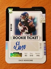 2021 Contenders Rookie Ticket Stub #248A Dazz Newsome Bears Auto #'d 78/83