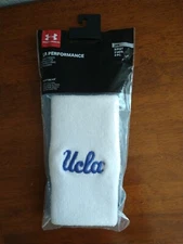 UNDER ARMOUR UCLA UA Performance Double Wide 6" 2-Pack Wristbands White