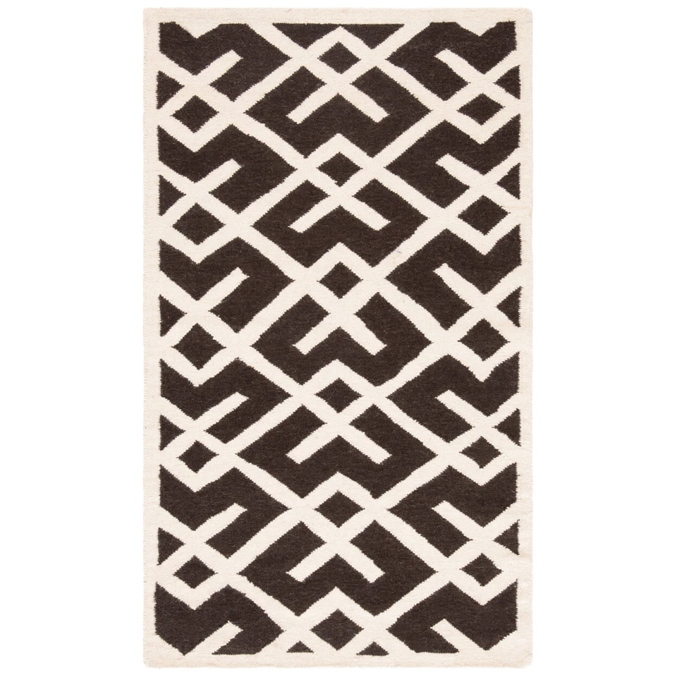 SAFAVIEH Dhurries DHU552C Handwoven Brown / Ivory Rug - Image 4 of 4