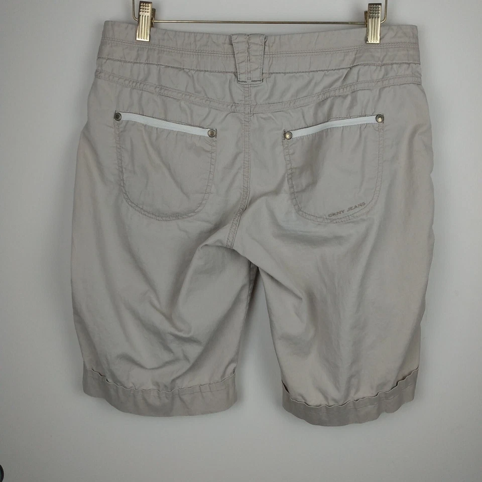Pantalones Cortos DKNY JEANS Mujer Talla 8 Caqui Tostado Carga con Bolsillos Foto 2 de 4