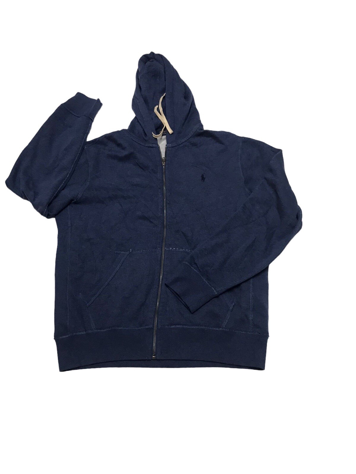 Polo Ralph Lauren Giacca Uomo Blu Full Zip Felpa con Cappuccio Pony Taglia Large L