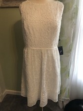 Adrianna Papell Ivory with Embroidered design, Sleeveless Dress. Size 16