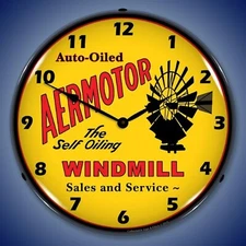 Aermotor Windmill Wall Clock, LED Lighted
