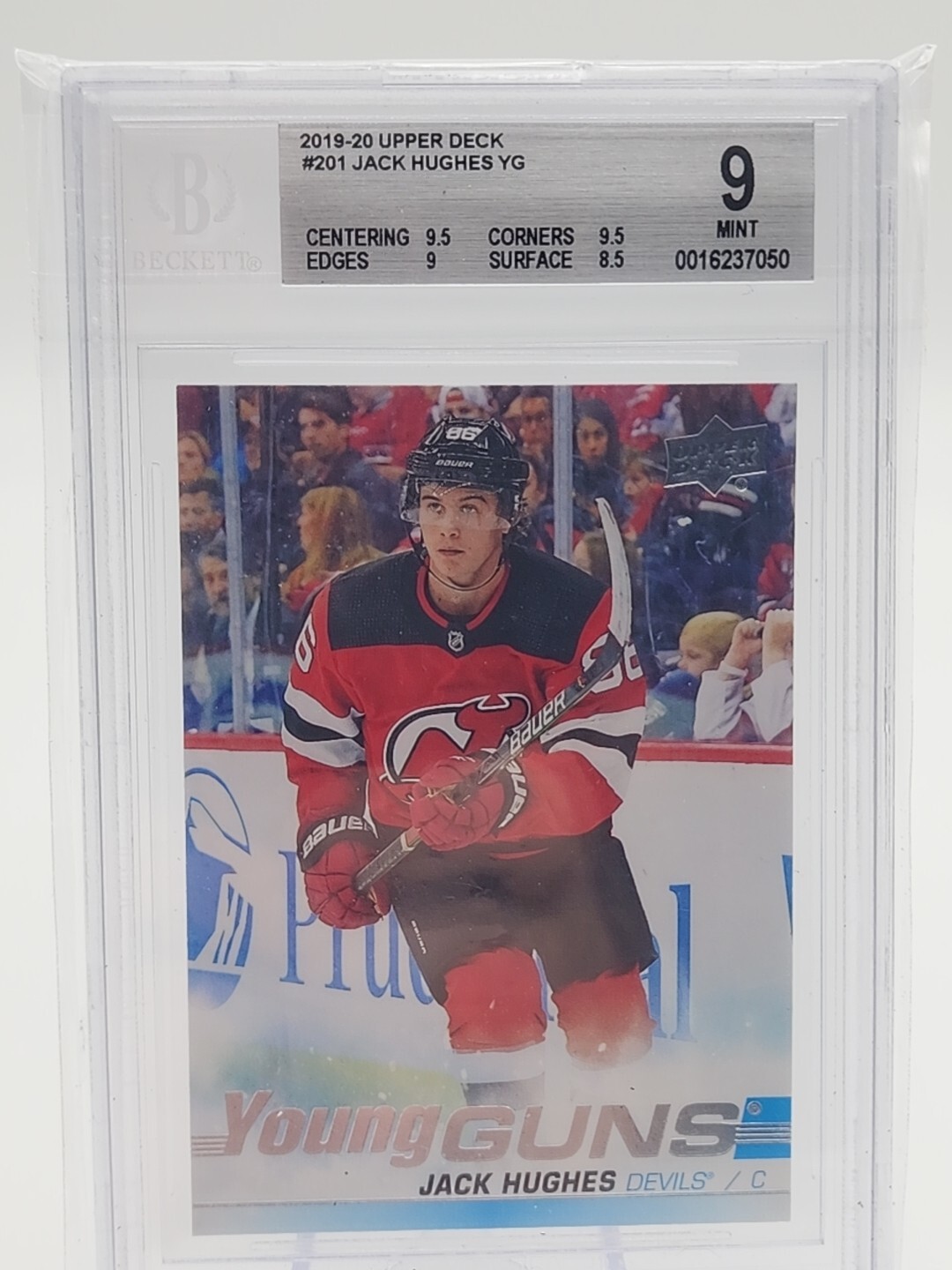 2019-20 Upper Deck Series 1 Jack Hughes Young Guns RC #201 NJ Devils  BGS 9 Mint