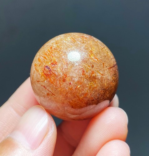 Perline tonde 27,4 mm rame rosso naturale cristallo rutilato sfera guarigione C615 - Foto 14 di 16