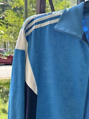 VTG 80s Velour Adidas Track Suit Jacket Only Small EUC Blue VTG 80s Velour Adidas Track Suit Jacket Only Small EUC Blue