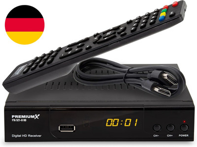 Premiumx Satelliten-Receiver HD 521 B FTA Digital SAT Tv-Receiver DVB-S2 Fullhd 
