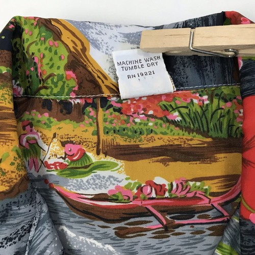 VTG Hang Ten 60s 70s Hawaiian Shirt Surf Hibiscus Sz L Poly Multicolor EUC Rare - Picture 12 of 12