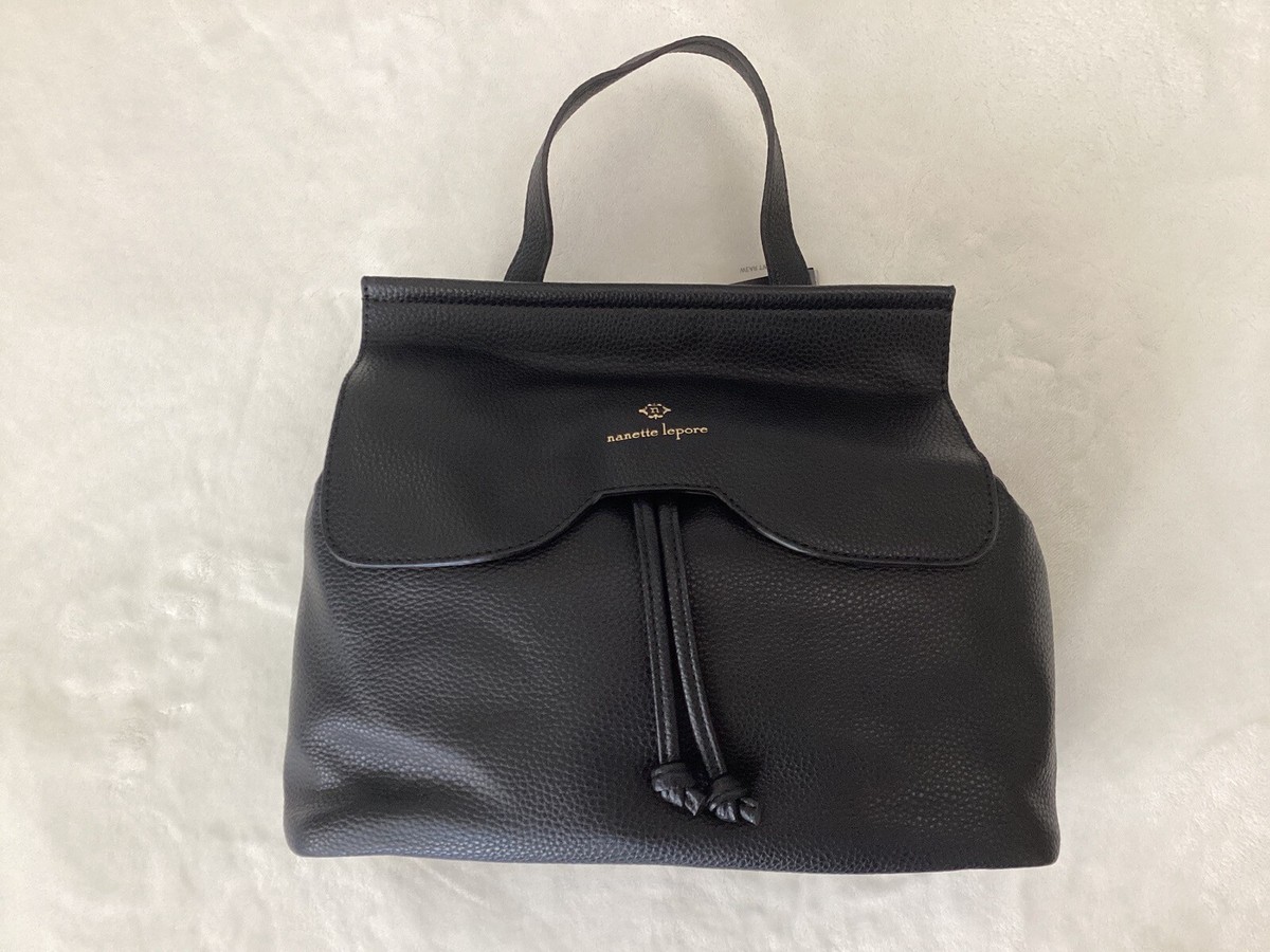 Nanette Lepore Black Faux Leather Arabelle Crossbody Backpack