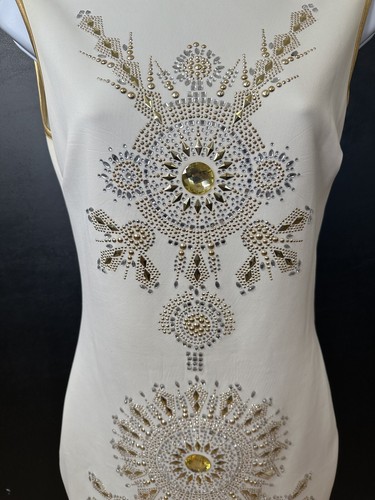VA VA VOOM Beige Embroidered Dress Size Medium (tt92) - Picture 2 of 7