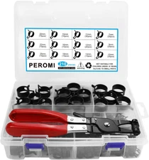 210Pcs Spring Band Hose Clamps Assortment Kit with Swivel Flat Plier