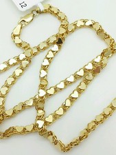 14k Solid Yellow Gold Heart Link Necklace Pendant Chain 18" 3.3mm