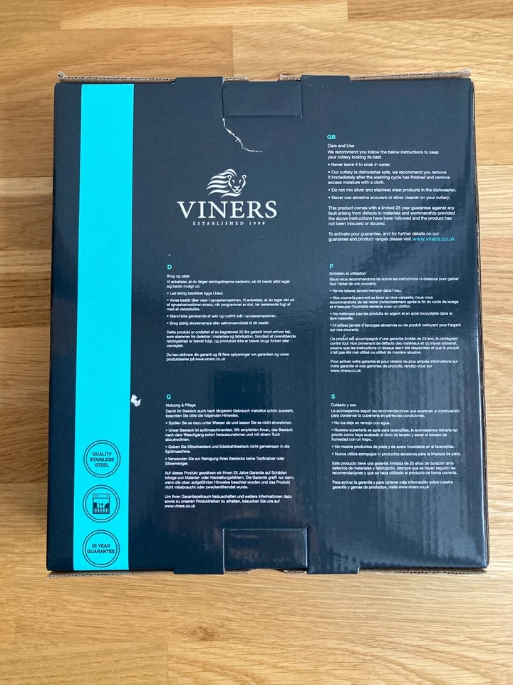 NEU OVP Viners "Stockholm" 16-teiliges Besteck Set Spülmaschinenfe Edelstahl - Bild 3 von 4