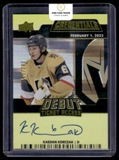 2022-23 Upper Deck Credentials Debut Ticket Acces Auto Yellow Kaedan Korczak