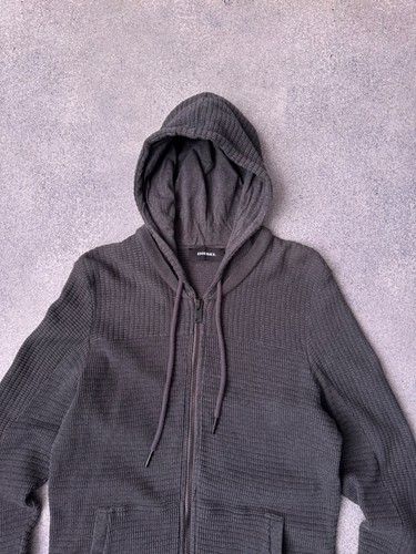 VTG Diesel Ribbed Knit Dark Grey Zip Hoodie - Picture 5 of 9