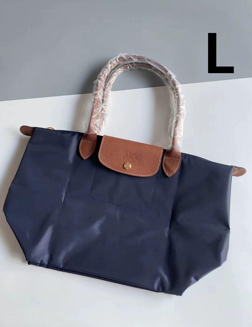 Longchamp Le Pliage L Shoulder Bag Folding Tote Navy Brown New Outlet 2411M