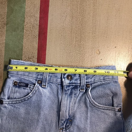 Vtg Lee Union Made Kid's Jeans Tag 7 Cotton Distressed Knees Light Blue - Picture 11 of 12