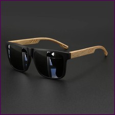 Square Wood Grain Sunglasses UV400 Spring Hinge Unisex Driving Travel Hiking