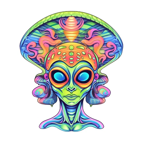 Psychedelic Alien Groovy Trippy Hippie Self Adhesive Vinyl Sticker