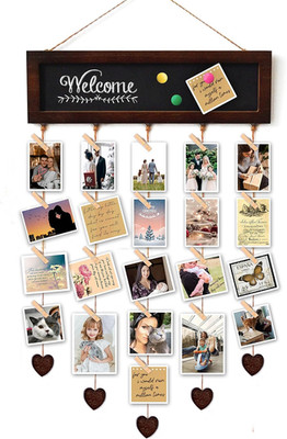 Picture Frames Collage Display Board with 30 Clips, Multi Photos Cards Organizer