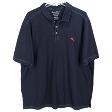 Tommy Bahama Island Zone Polo Shirt Mens Size XXL Navy Blue Short Sleeve Cotton