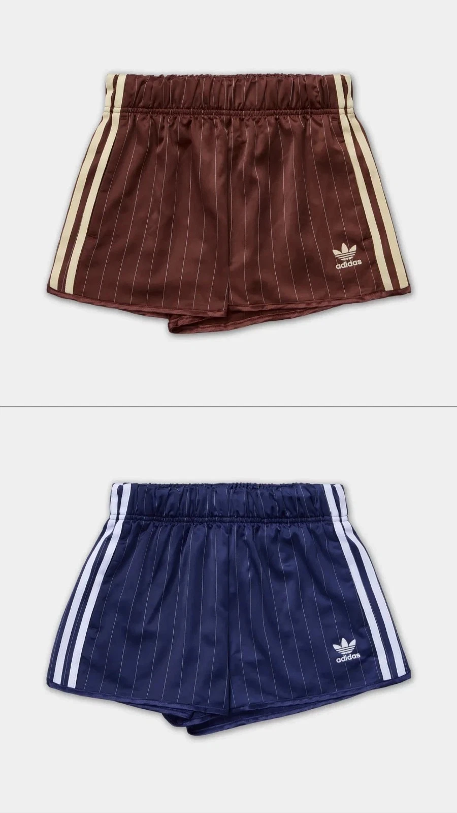 NWT adidas Originals Pinstripe Satin Shorts Women's Pants AsiaFit KC4236, KC4235