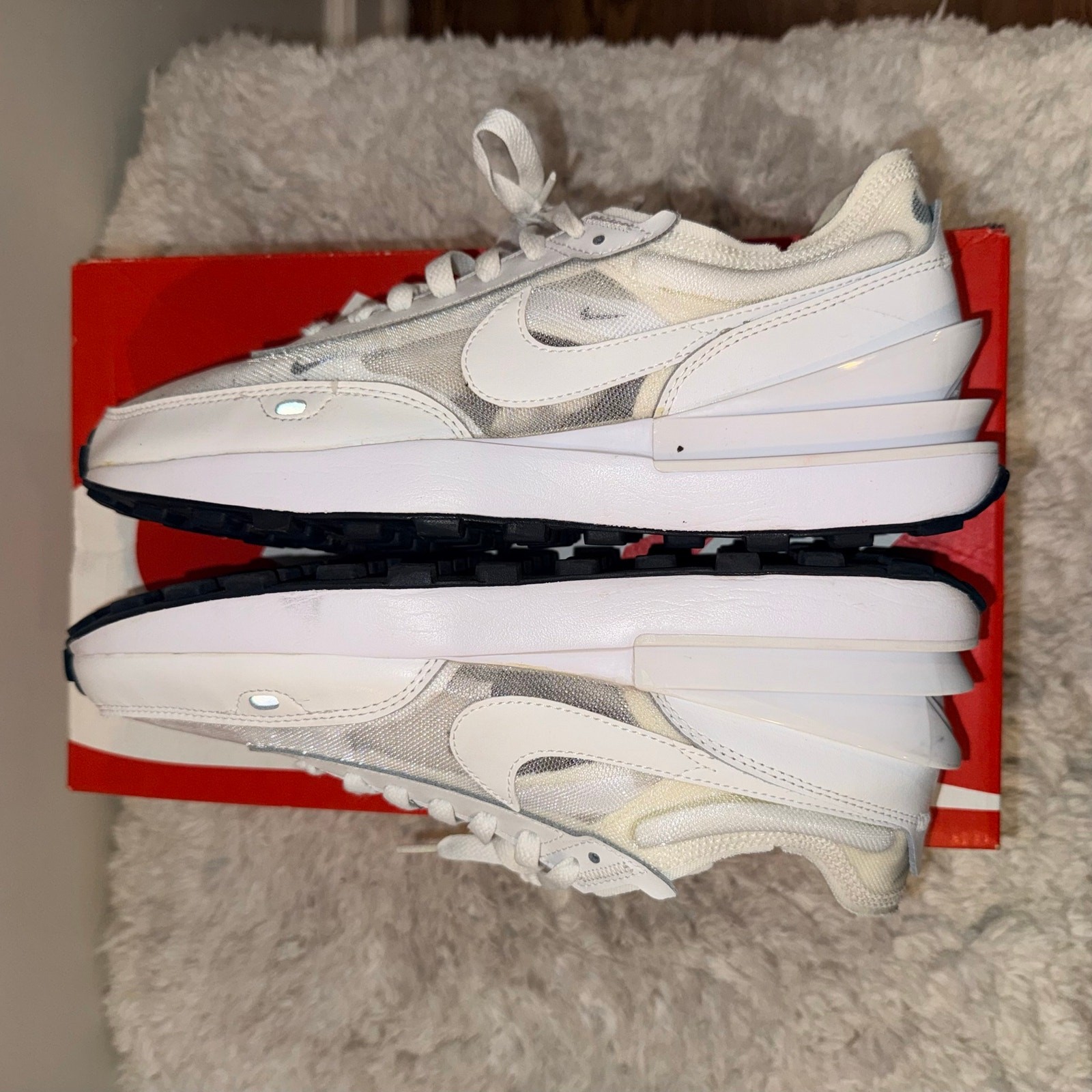 Title: Nike Waffle One White Mesh Sneakers - Size 10.5 image 8