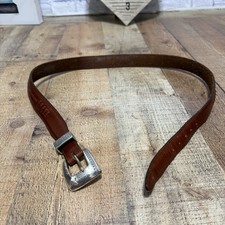 Vintage 90s Onyx by Brighton 1993 Sz 36 Brown Leather Western Belt