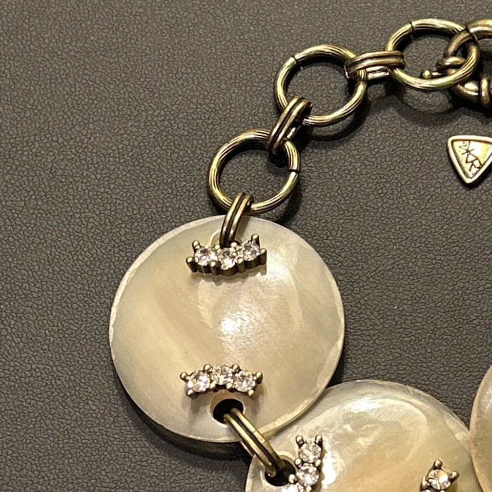 Pulsera Silpada K&R Latón Swarovski Cristal Cuerno Discos Retirado Años 60 70 Vibraciones Foto 4 de 4