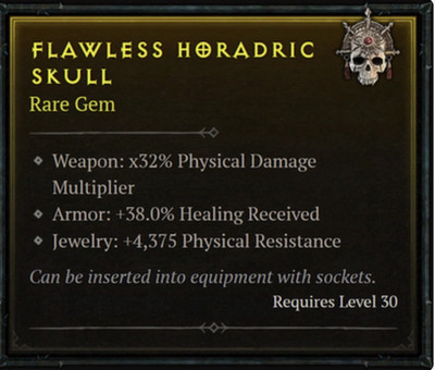 Diablo 4 - Flawless Horadric Skull ETERNAL Softcore
