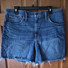 Women's Madewell High-Rise Denim Shorts, Size 32, Blue Distressed