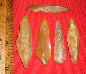 (5) Choice Sahara Mesolithic Blades, Tools (2-2.25") Ancient African Arrowheads