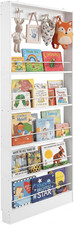 Space-Saving 5-Tier Wooden Kids Bookshelf with Hooks for Toys  Books