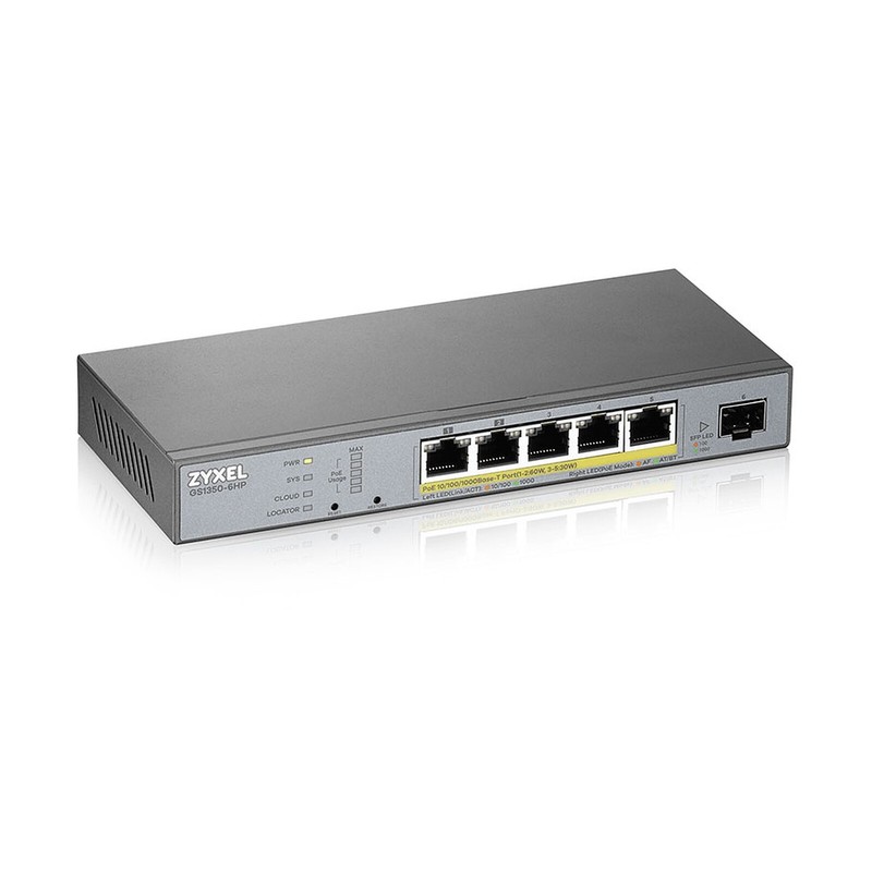 Zyxel GS1350-6HP 5-Port PoE+ Gigabit Smart Managed SFP Ethernet Switch