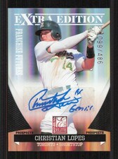 2011 Elite CHRISTIAN LOPES Autograph card #/486 TORONTO BLUE JAYS auto