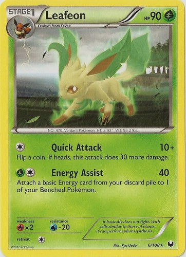 Leafeon - 6/108 - Rare LP, English Pokemon Dark Explorers