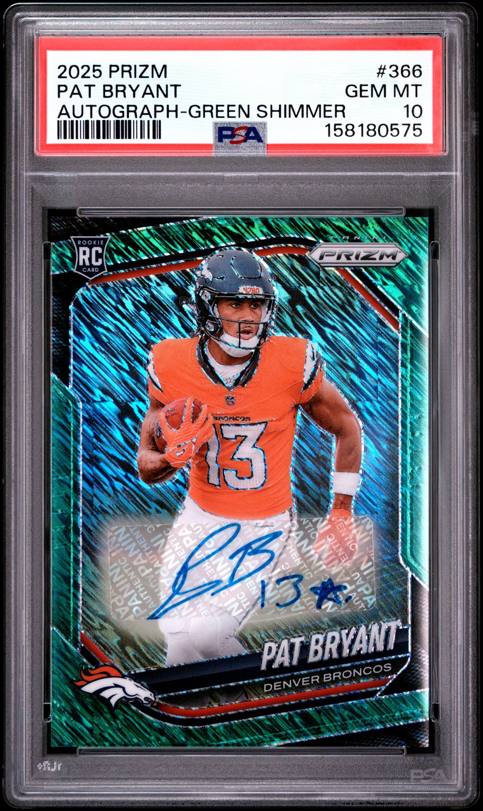 Pat Bryant Panini Prizm #366 Autograph-Green Shimmer