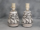 Pair Mid Century Fratelli Fanciullacci Sgraffito Abstract Birds Table Lamp Bases