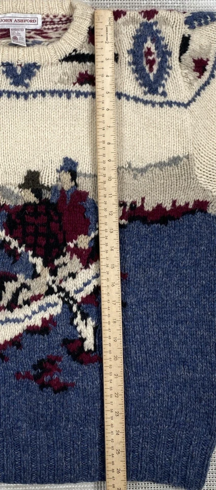 Suéter de Lana Shetland Tejido a Mano John Ashford Kayak Lago Pesca Talla Grande Foto 4 de 4