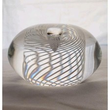 Signed Steuben Latticino Spiral Cane Teardrop...
