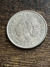 1964 Mexico Cincuenta 50 Fifty Centavos Beautiful Actual Coin TB9750*
