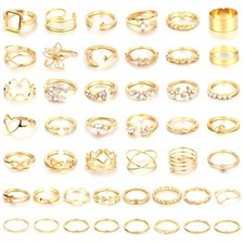 Gold Knuckle Rings Set For Women Stackable Joint Finger Midi Rings 46pcs Gold