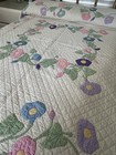 Antique Vintage Hand Made Appliquéd Morning Glory Flower Quilt : 84" X 84" — photo 10
