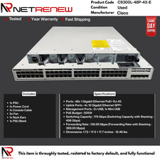 Cisco C9300L-48P-4X-E Catalyst 9300 4x10G Uplink 48-Port PoE