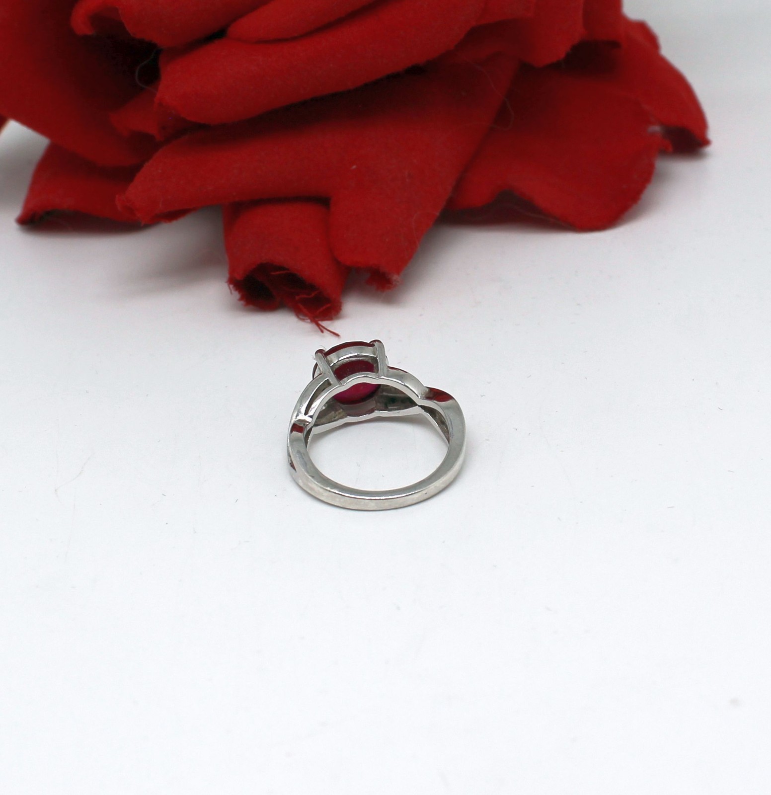 Sterling Silver Lab Created Ruby BBJ Ring Size 5 … - image 2