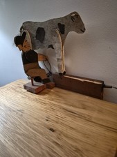 Farmer Milking Cow Whirlygig. 11" X 9" Vintage.